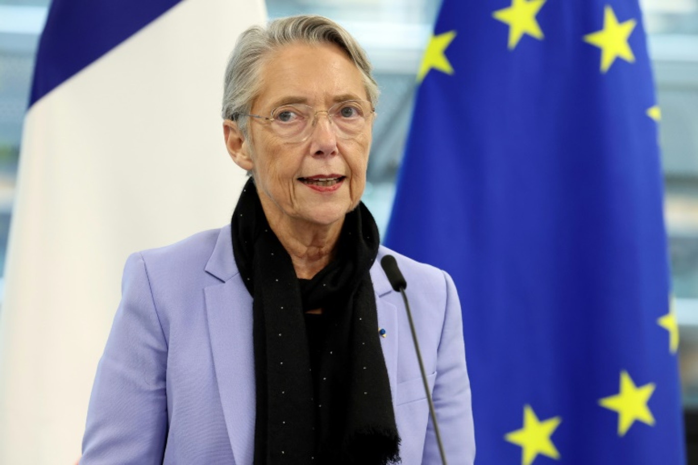 La Première ministre Elisabeth Borne lors de l'inauguration du bâtiment Simone Veil au Parlement européen à Strasbourg, le 21 novembre 2023 © FREDERICK FLORIN