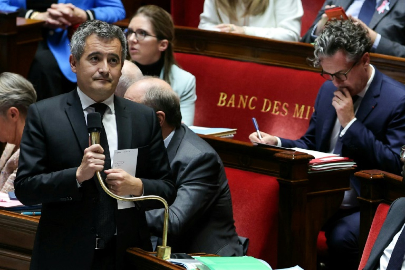 Le ministre de l'Intérieur Gérald Darmanin à l'Assemblée nationale, le 24 octobre 2023 à Paris © Thomas SAMSON