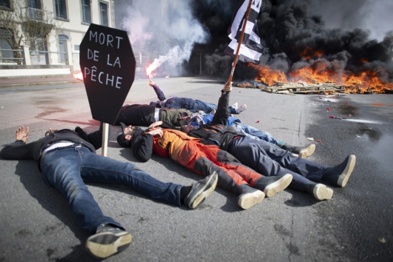 Manifestation de patrons de grands armements bretons le 30 mars 2023  à Brest (Finistère) © FRED TANNEAU