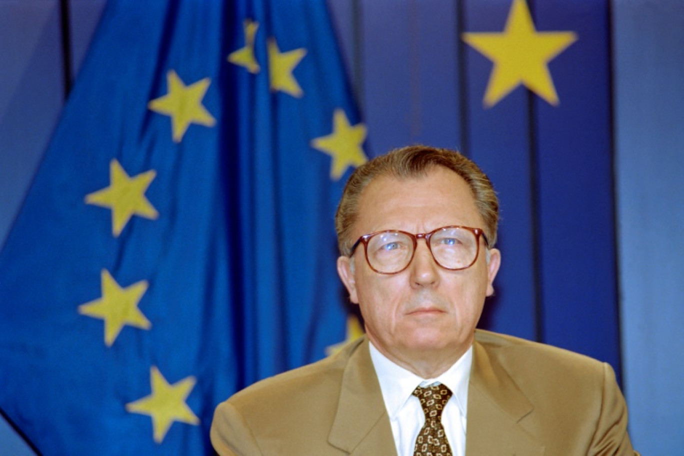 Le président de la Commission européenne Jacques Delors, le 10 juin 1993, à Bruxelles © Jacques DEMARTHON