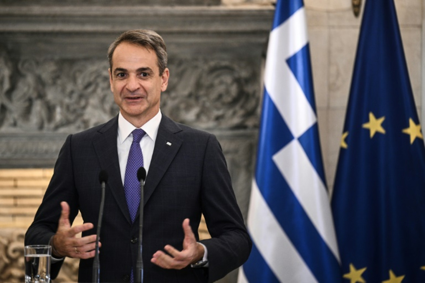 Le Premier ministre grec Kyriakos Mitsotakis, le 10 novembre 2023 à Athènes © Angelos Tzortzinis