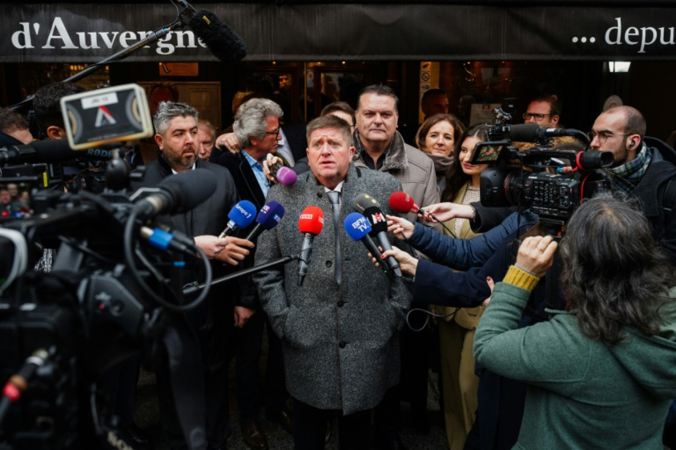 Willy Schraen, président de la Fédération nationale des chasseurs français, lors de la présentation de sa liste "Alliance rurale" en vue des prochaines élections européennes à Paris, le 5 décembre 2023 © Dimitar DILKOFF