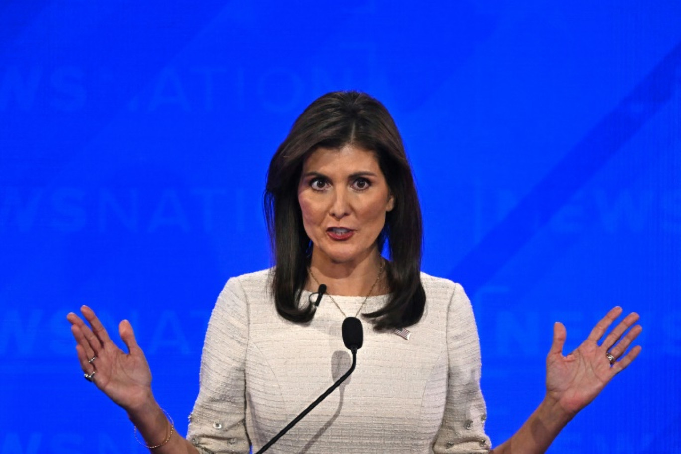 La candidate Nikki Haley lors du quatrième débat présidentiel du parti républicain, dans l'Alabama le 6 décembre 2023 © Jim WATSON