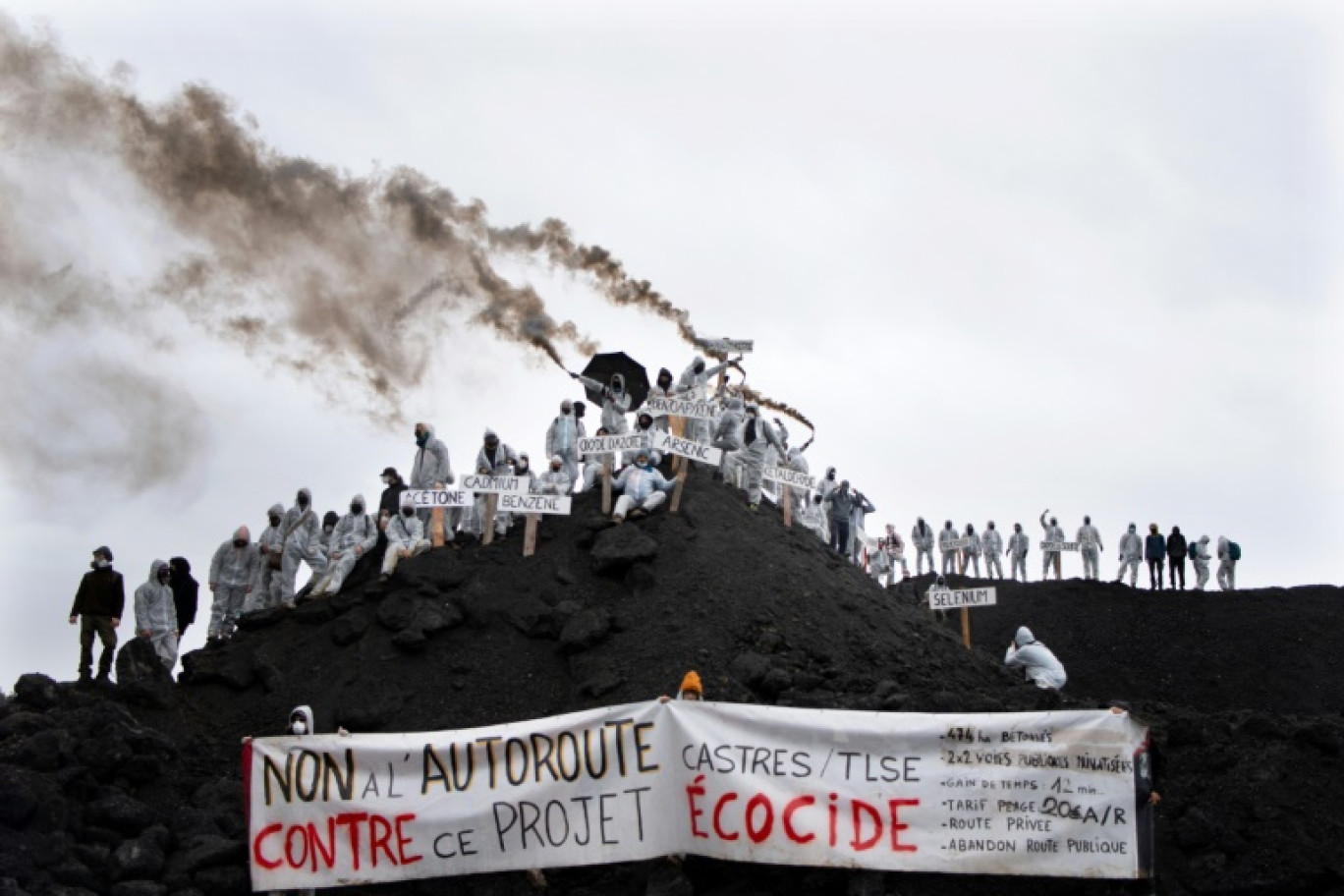 Mobilisation contre les usines à goudron de l'autoroute Castres-Toulouse, le 9 décembre 2023 à Puylaurens © Matthieu RONDEL