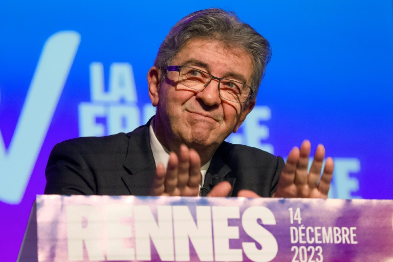 Jean-Luc Mélenchon à Rennes, le 14 décembre 2023 © GUILLAUME SOUVANT