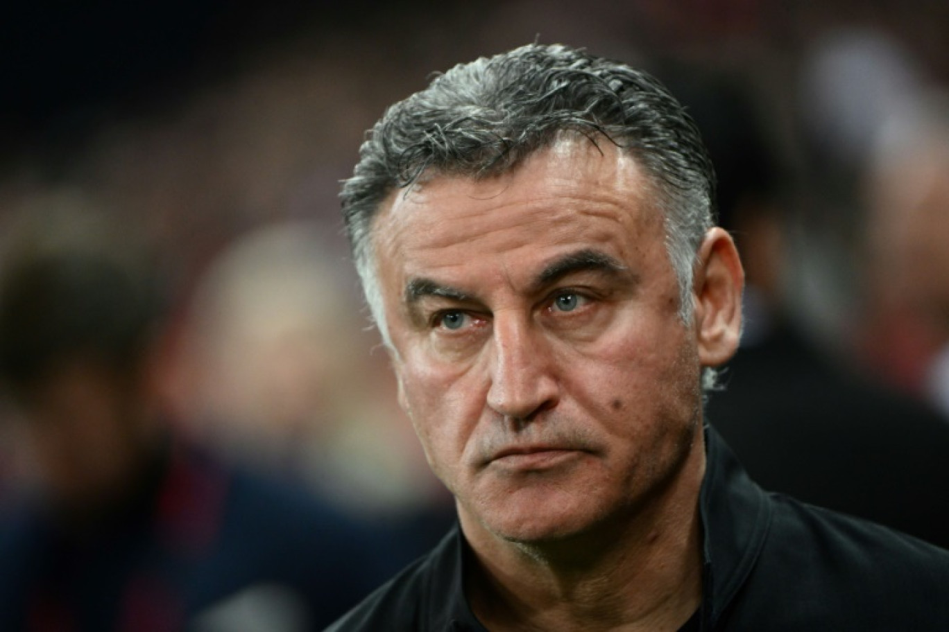 L'ancien coach de l'OGC Nice et du Paris Saint-Germain, Christophe Galtier, le 8 avril 2023, au stade Allianz Riviera de Nice (Alpes maritimes) © CHRISTOPHE SIMON