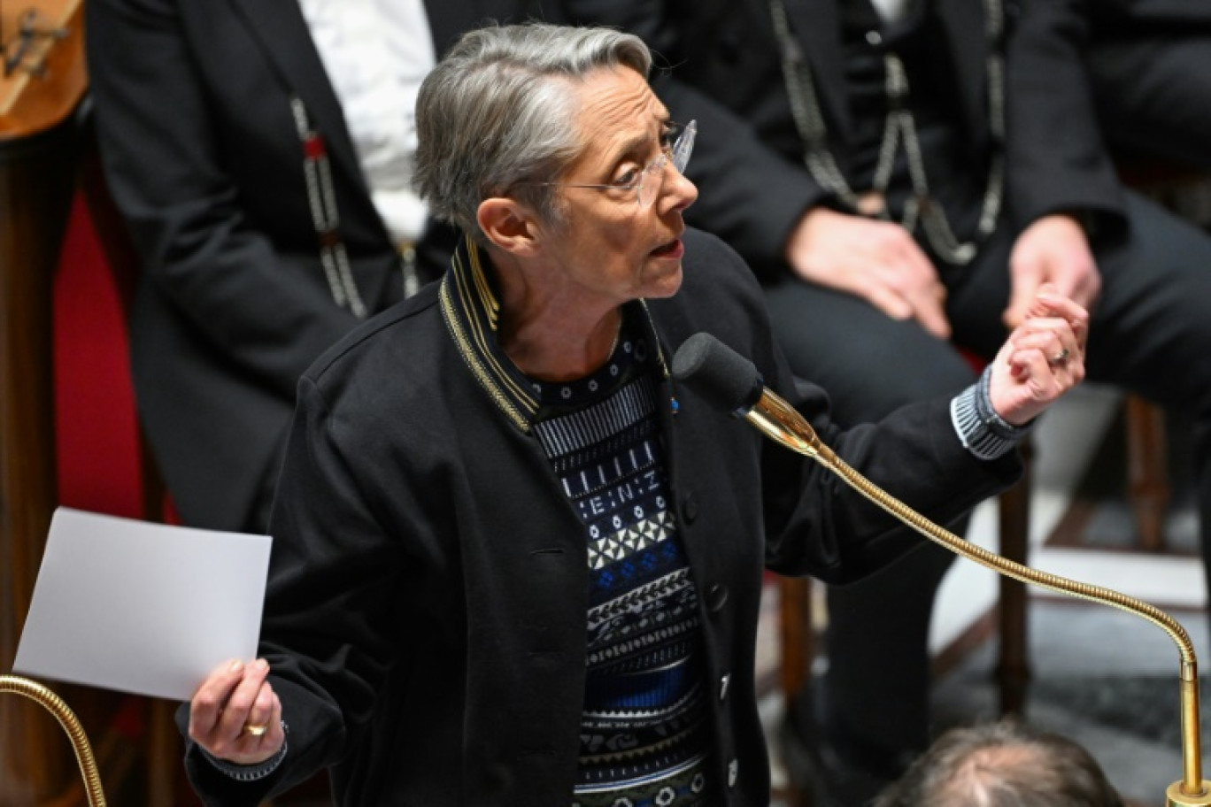 La Première ministre Elisabeth Borne lors d'une séance de questions au gouvernement, le 12 décembre 2023 à l'Assemblée nationale à Paris © Bertrand GUAY