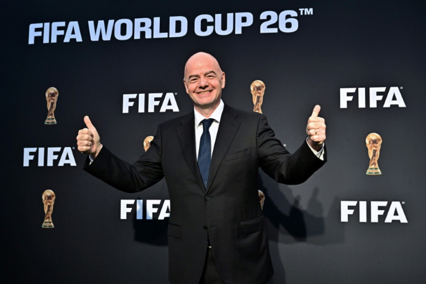 Le président de la Fifa, Gianni Infantino, arrive pour le lancement officiel de la campagne #WeAre26 de la Coupe du Monde de la Fifa 2026 à Los Angeles, en Californie, le 17 mai 2023 © Frederic J. BROWN