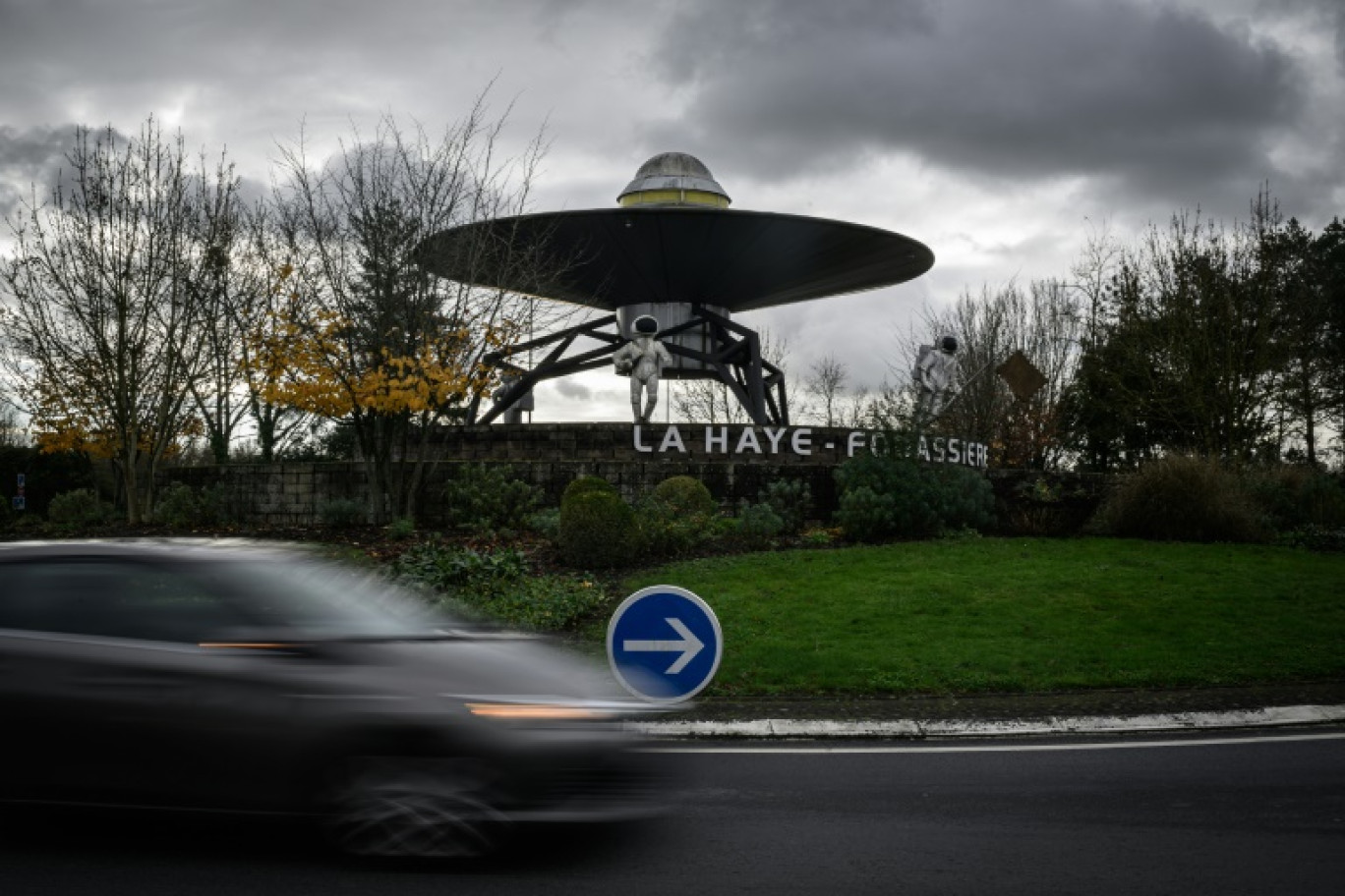 Un rond-point à La Haye-Fouassière, en Loire-Atlantique, le 13 décembre 2023 © LOIC VENANCE