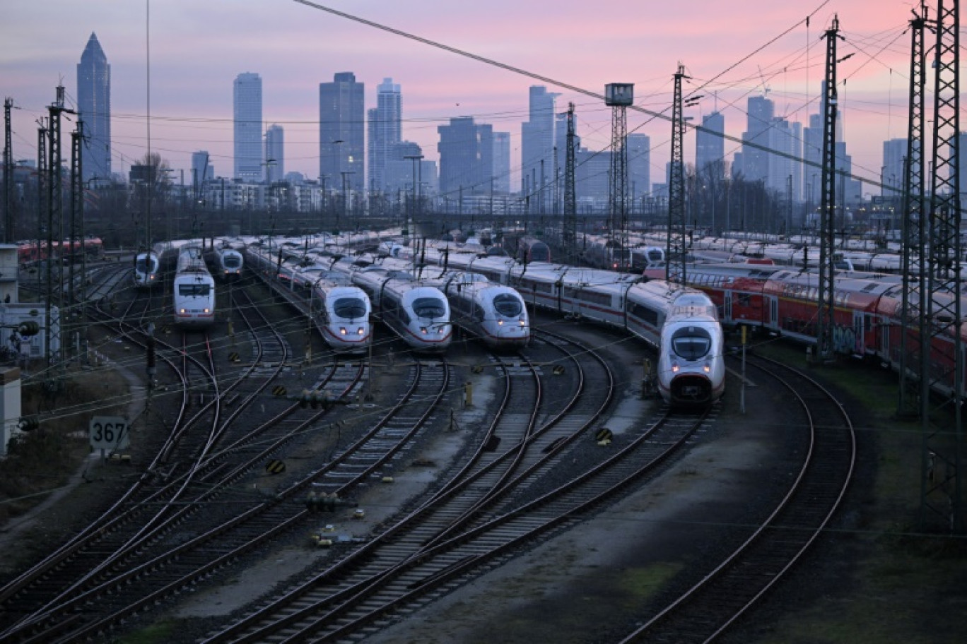 Des trains à l'arrêt à Francfort le 10 janvier 2024 au premier jour d'une grève des cheminots © Kirill KUDRYAVTSEV