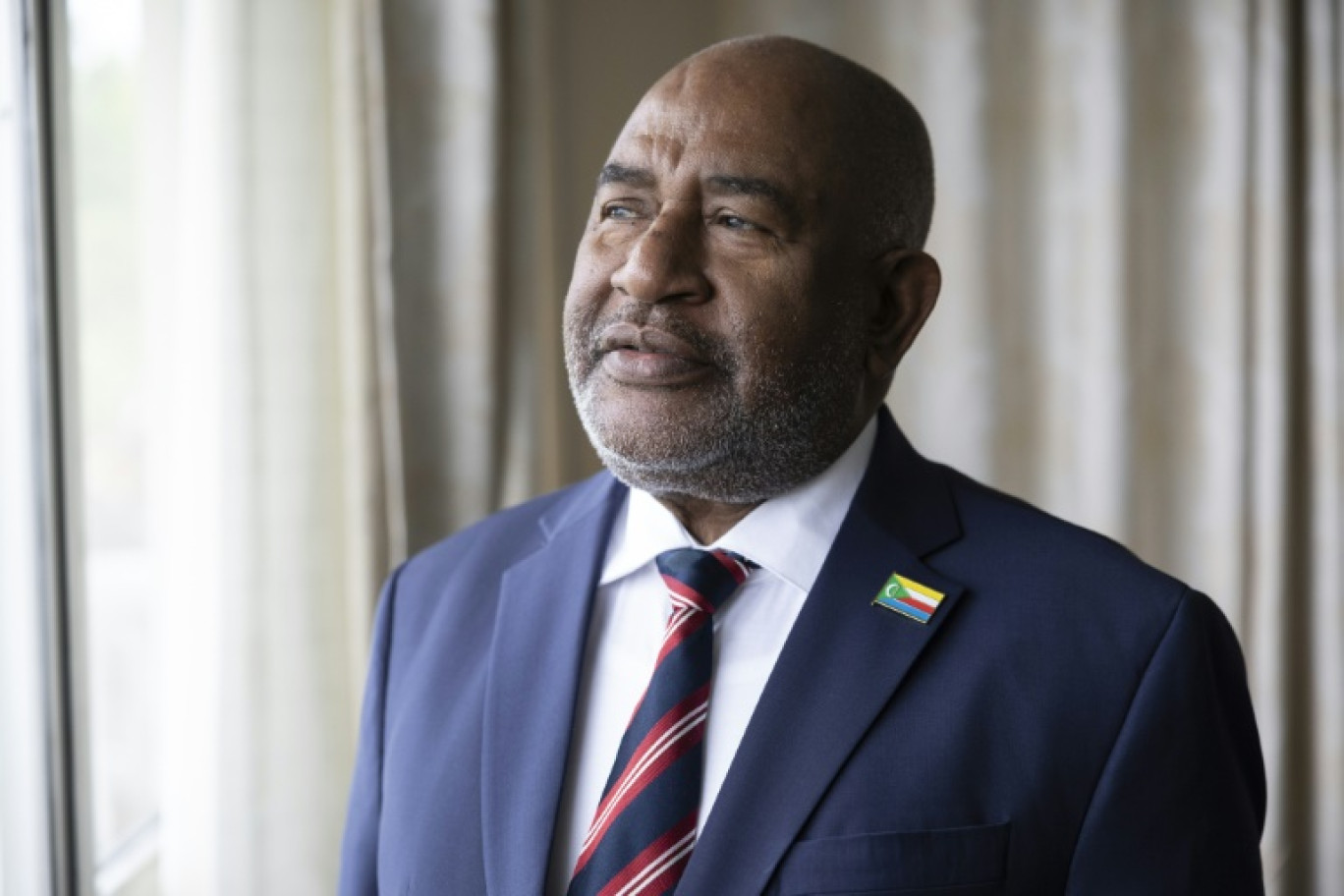 Le président sortant Azali Assoumani au palais présidentiel, le 13 janvier 2024 à Moroni, aux Comores © OLYMPIA DE MAISMONT