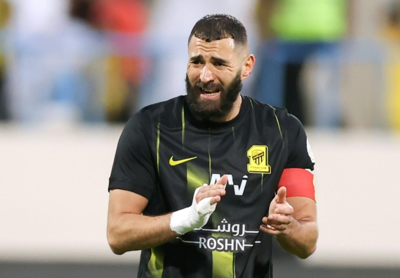 L'attaquant français de l'Ittihad Karim Benzema lors d'un match de la Saudi Pro League, le 14 septembre 2023 à Najran © -
