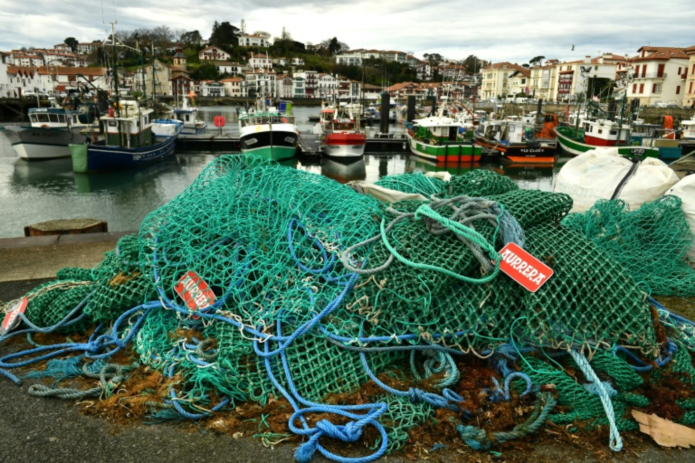 Des bateaux de pêche amarrés dans le port de  Saint-Jean-de-Luz (Pyrénées-Atlantiques), le 22 janvier 2024 © GAIZKA IROZ