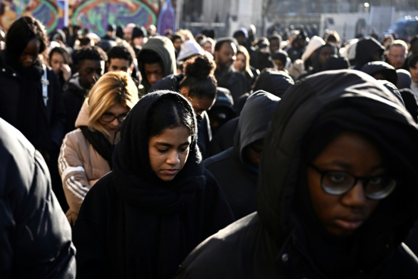 Rassemblement à la mémoire d'un adolescent de 14 ans tué au couteau, le 20 janvier 2024 à Saint-Denis © JULIEN DE ROSA