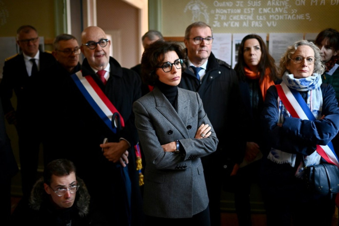 La ministre de la Culture Rachida Dati en visite à Nontron (Dordogne) le 22 janvier 2024 © Christophe ARCHAMBAULT