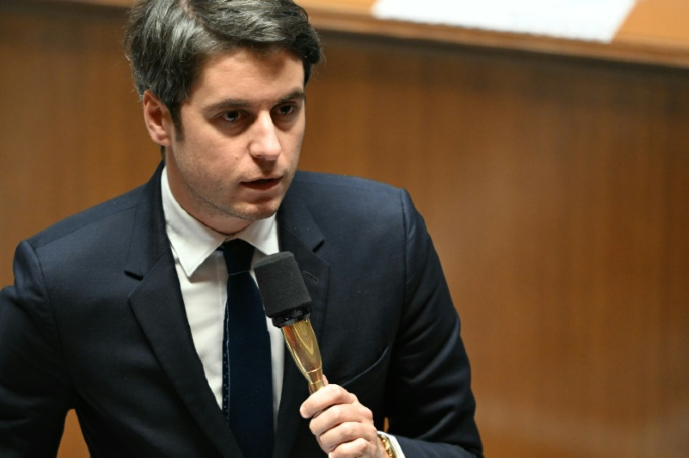 Le Premier ministre Gabriel Attal s'exprime le 23 janvier 2024 lors de la séance des questions au gouvernement à l'Assemblée nationale à Paris © Bertrand GUAY