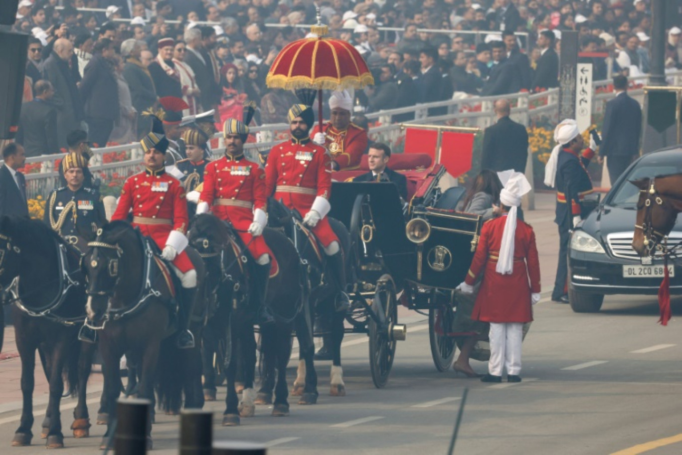 Des soldats indiens défilent pour la fête de la Constitution indienne à New Delhi, le 26 janvier 2024 © Ludovic MARIN