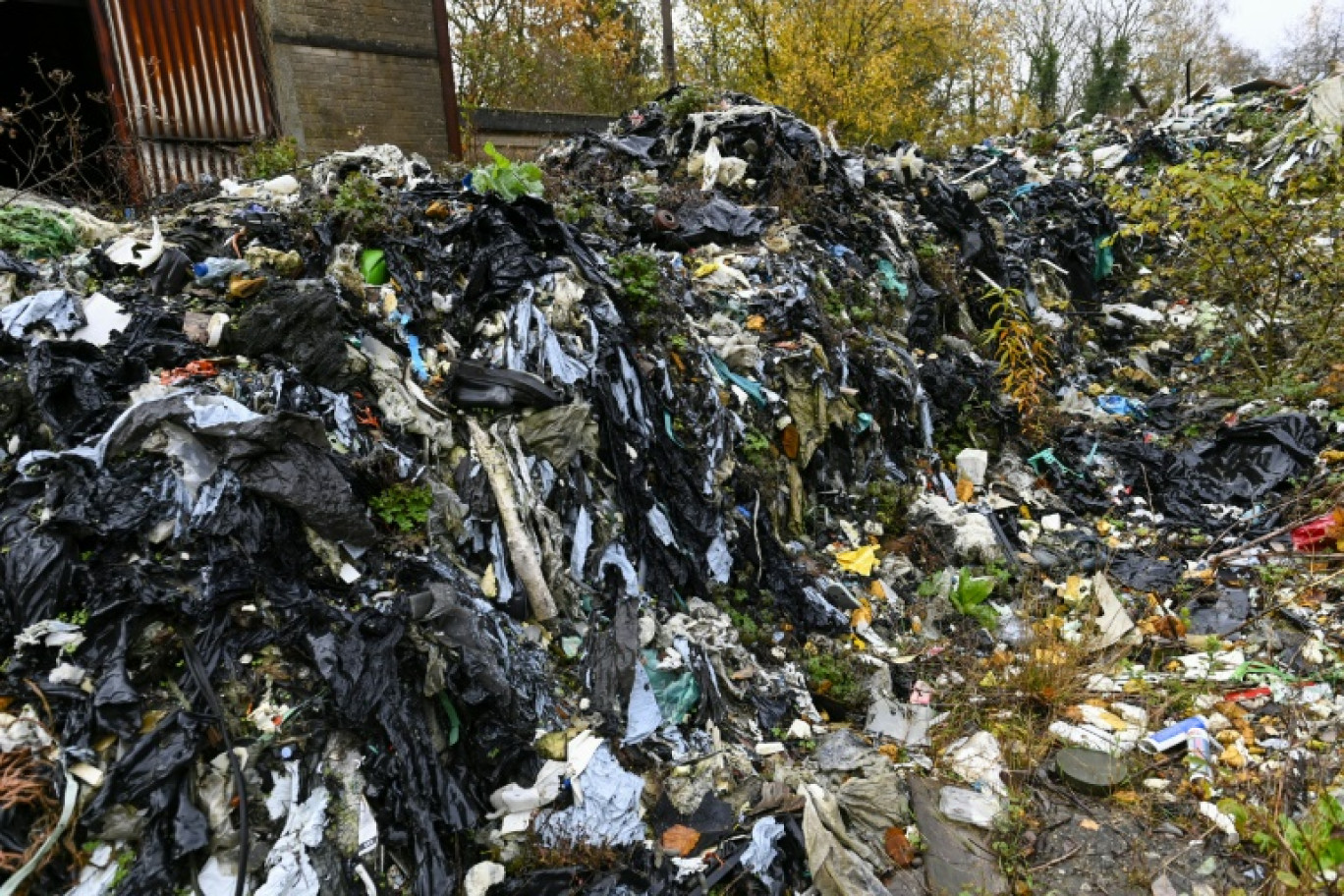 Un site où plus de 200 tonnes de déchets ont été déversés près de Redange, le 15 novembre 2023 en Moselle © Jean-Christophe VERHAEGEN