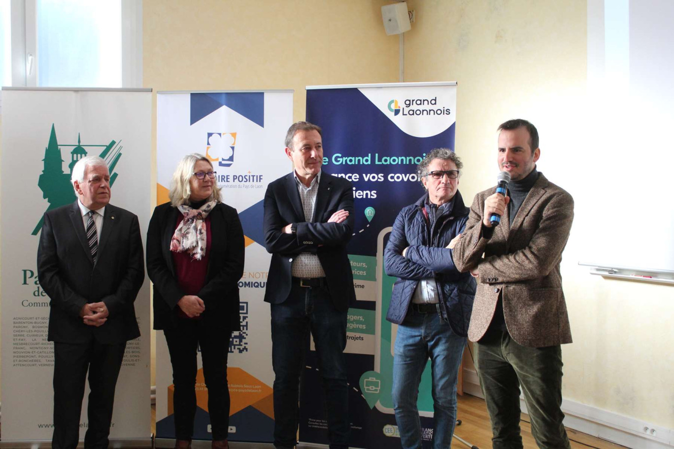 Jean-Paul Coffinet, Carole Ribeiro, Éric Delhaye et Alain Lorain, présidents respectivement du Chemin des Dames, du Pays de la Serre, du Pays de Laon et de la Champagne picarde, ont noué un partenariat avec Blablacar Daily, représentée par David Di Nardo, directeur commercial de la société.