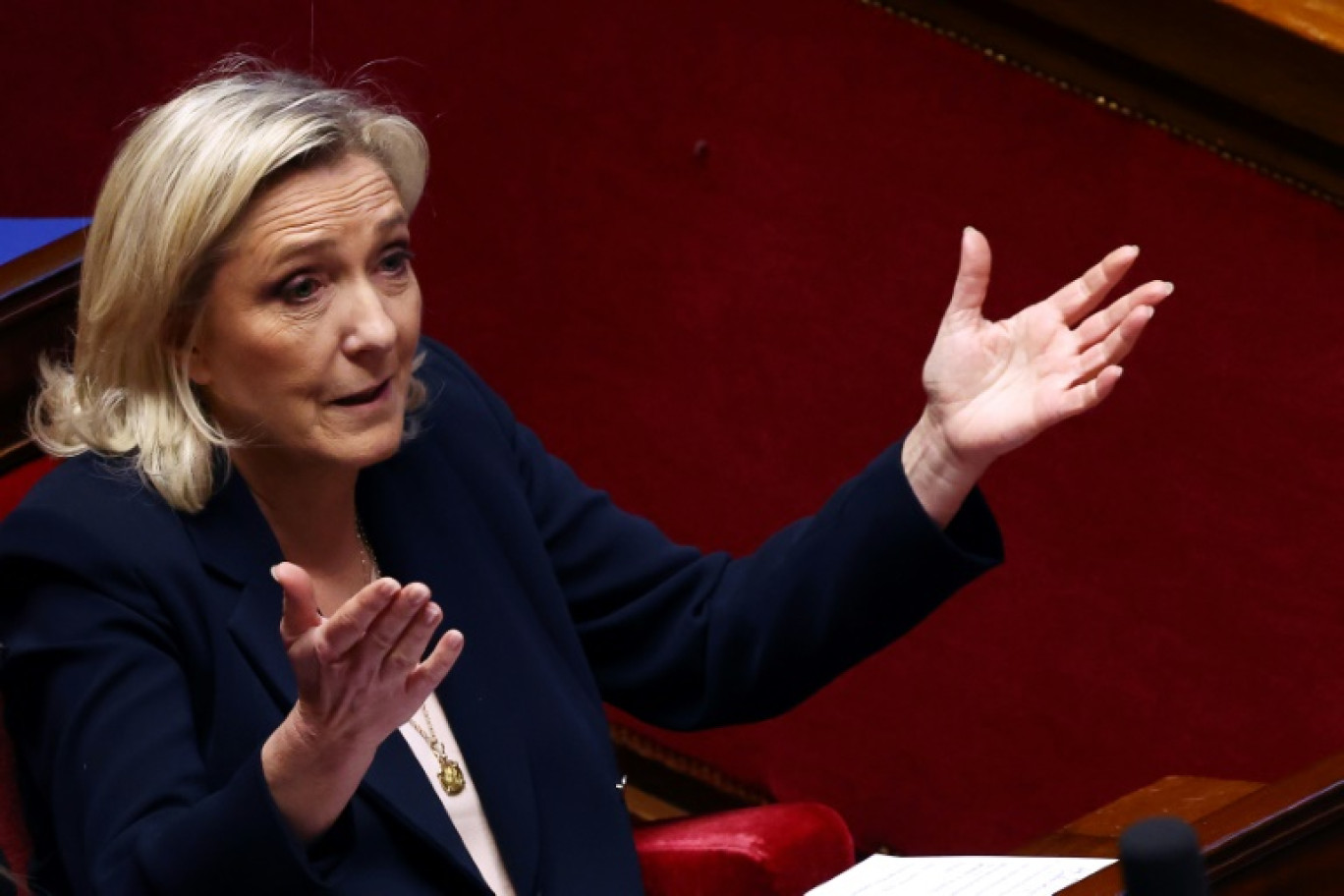 Marine Le Pen le 30 janvier 2024 à l'Assemblée nationale à Paris © EMMANUEL DUNAND