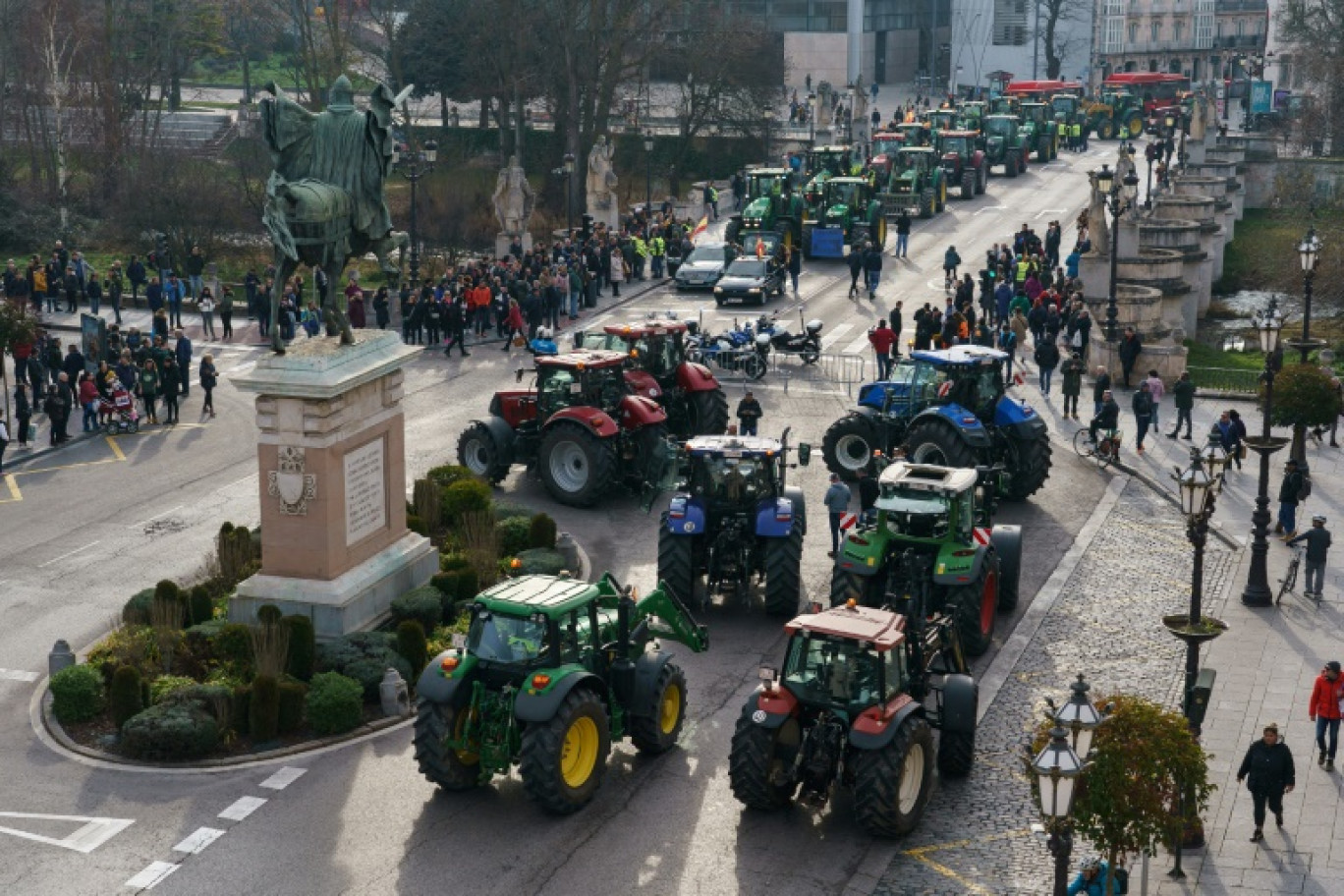 Manifestation d'agriculteurs à Burgos, en Espagne, le 6 février 2024 © CESAR MANSO