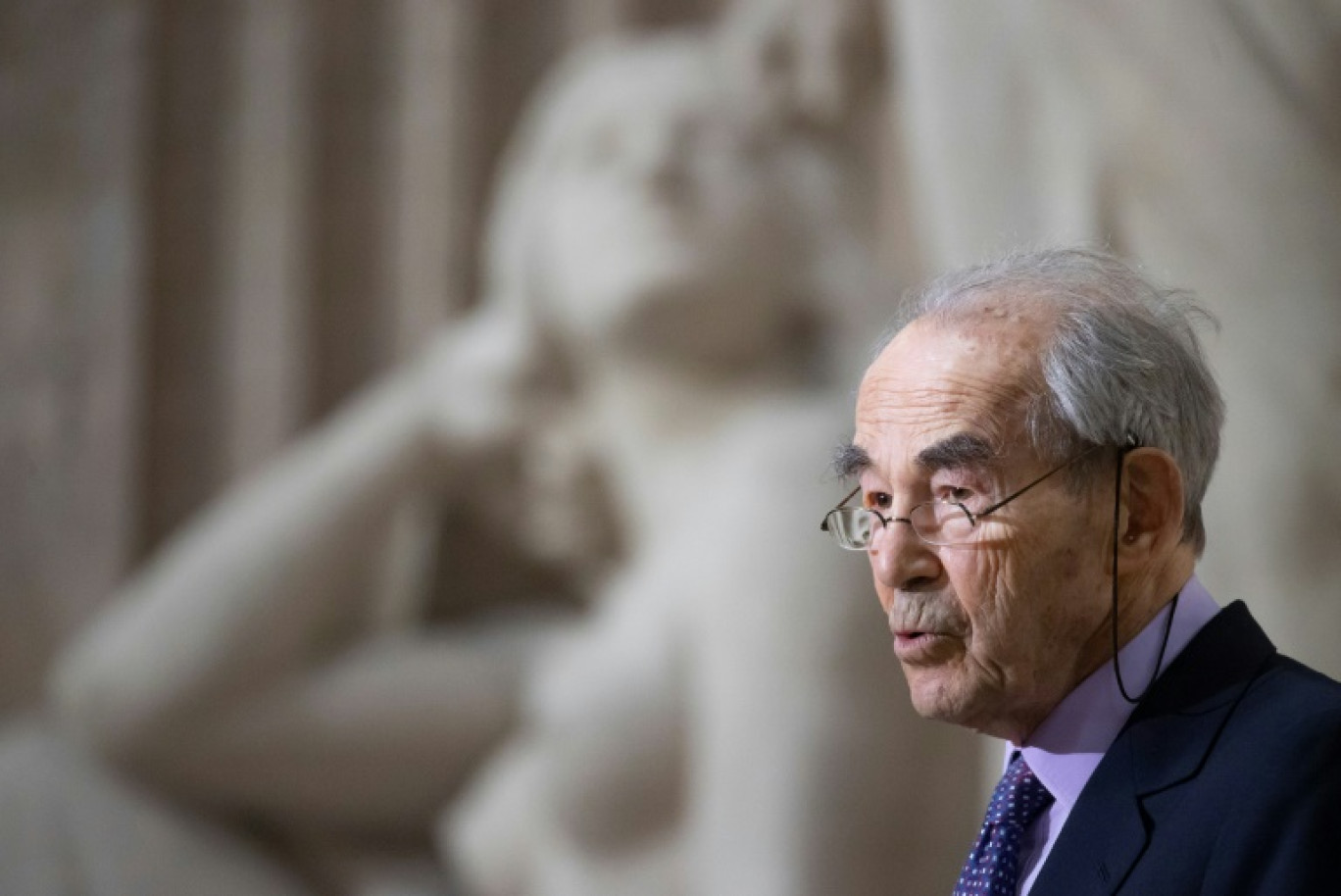 L'ancien garde des Sceaux, Robert Badinter, lors des célébrations du 40e anniversaire de l'abolition de la peine de mort au Panthéon, le 9 octobre 2021 à Paris © Ian LANGSDON