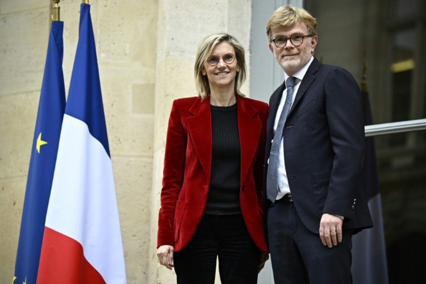 Agnès Pannier-Runacher, nouvelle vice-ministre de l'Agriculture, à côté du ministre de l'Agriculture Marc Fesneau Marc Fesneau, à Paris, le 9 février 2024 © JULIEN DE ROSA