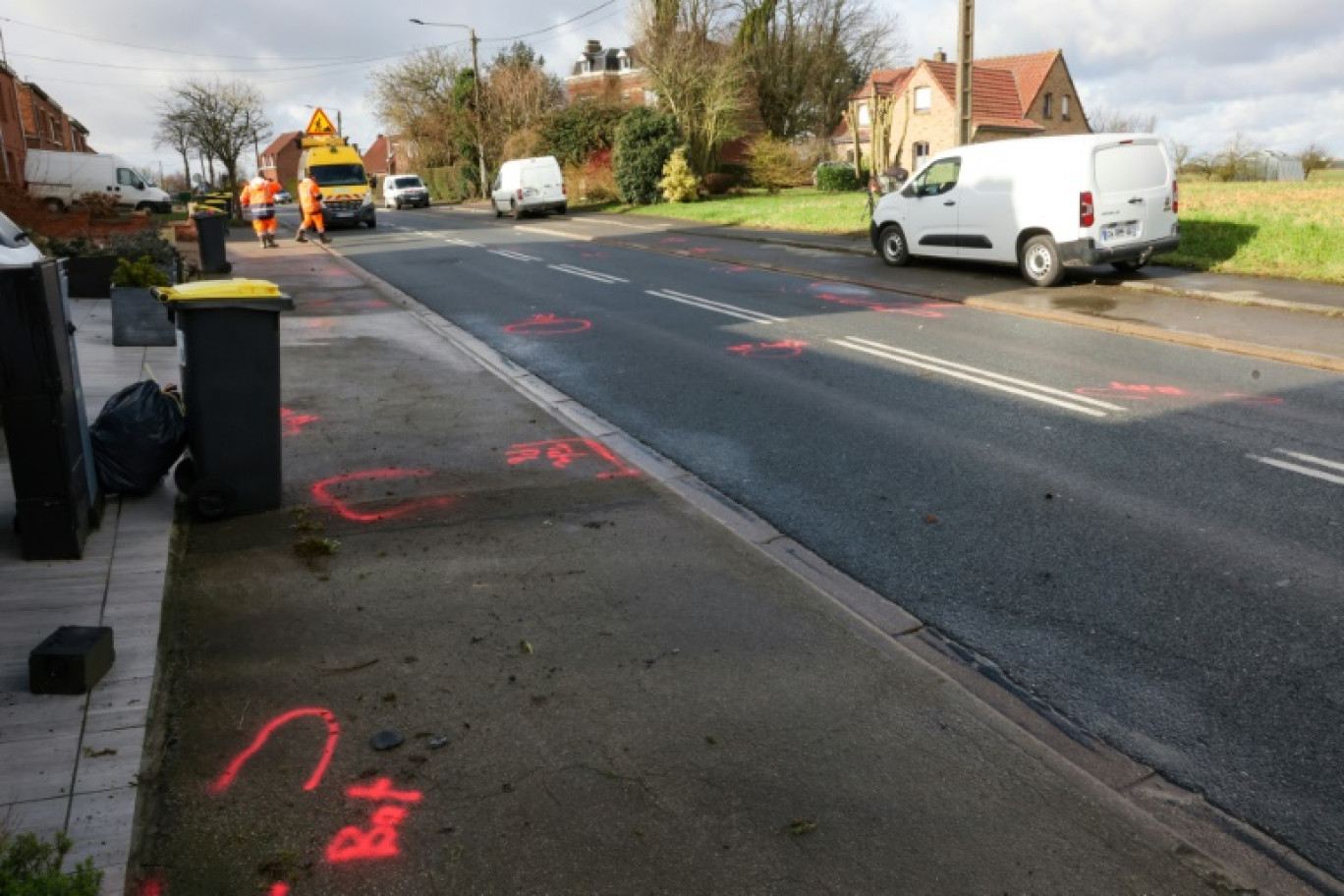 Le site de l'accident de la route à Steenbecque, dans le département du Nord, le 12 février 2024 © Denis Charlet