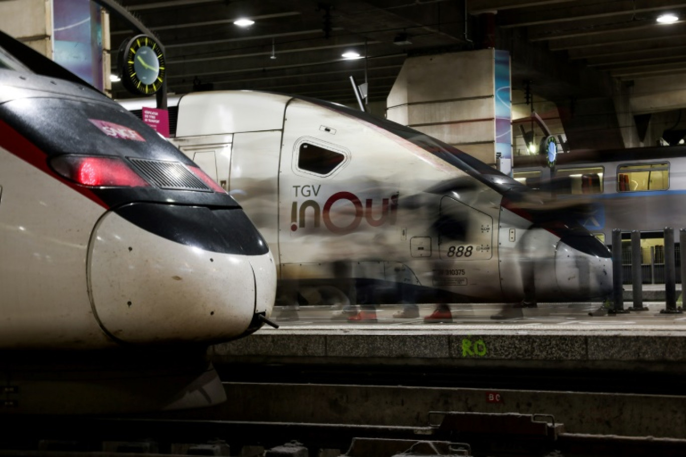 Des voyageurs sur le point d'embarquer à la gare Montparnasse, le 16 février 2024 © Ian LANGSDON