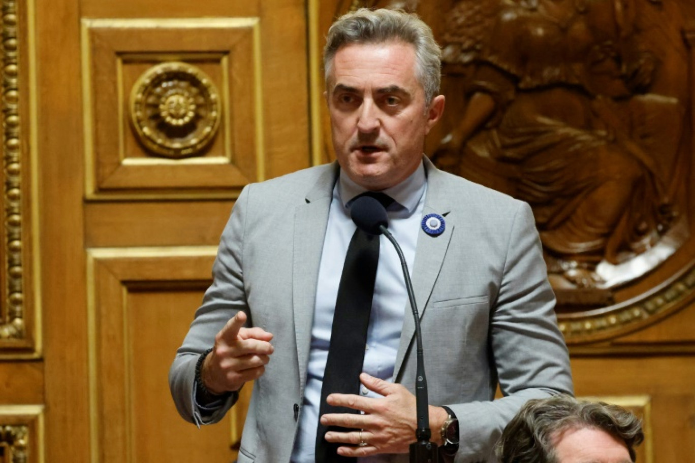 Stéphane Ravier lors d'un débat sur l'immigration au Sénat, à Paris le 7 novembre 2023 © Ludovic MARIN