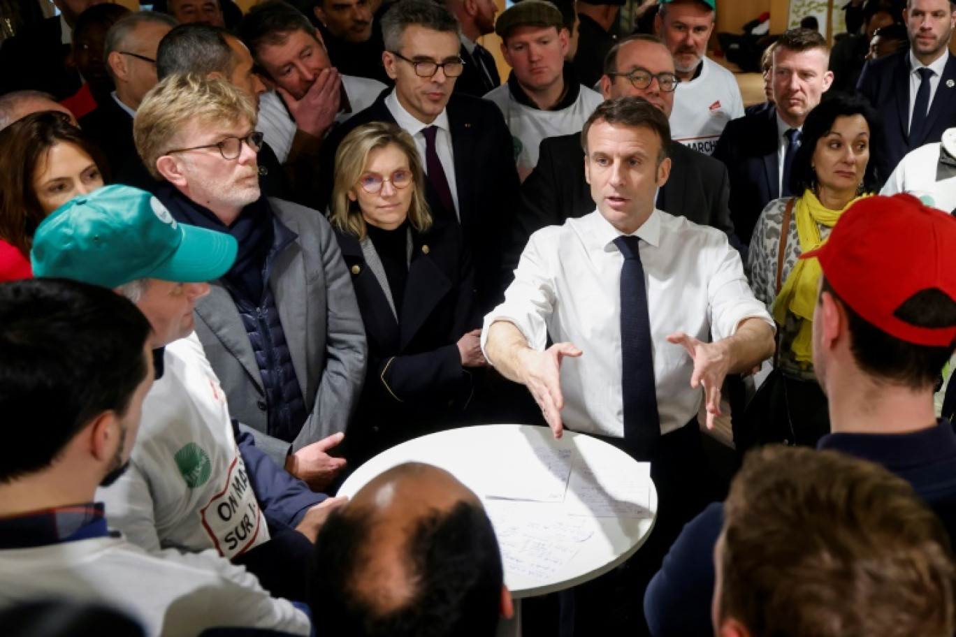 Le président Emmanuel Macron au Salon de l'agriculture, à Paris, le 24 février 2024 © Ludovic MARIN