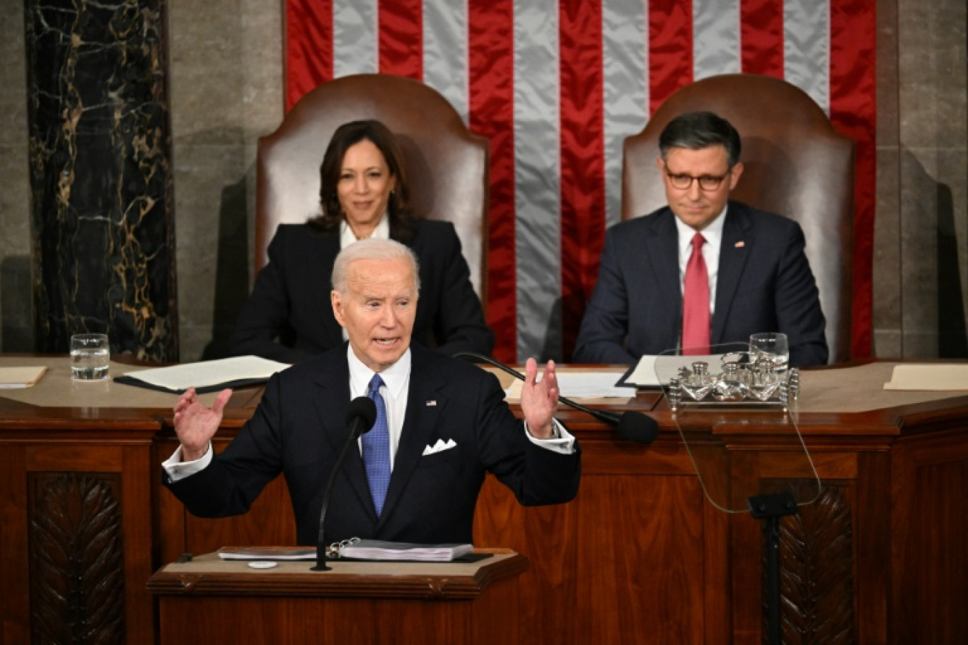 Le président américain Joe Biden lors de son discours sur l'état de l'Union, le 7 mars 2024 à Washington © Mandel NGAN