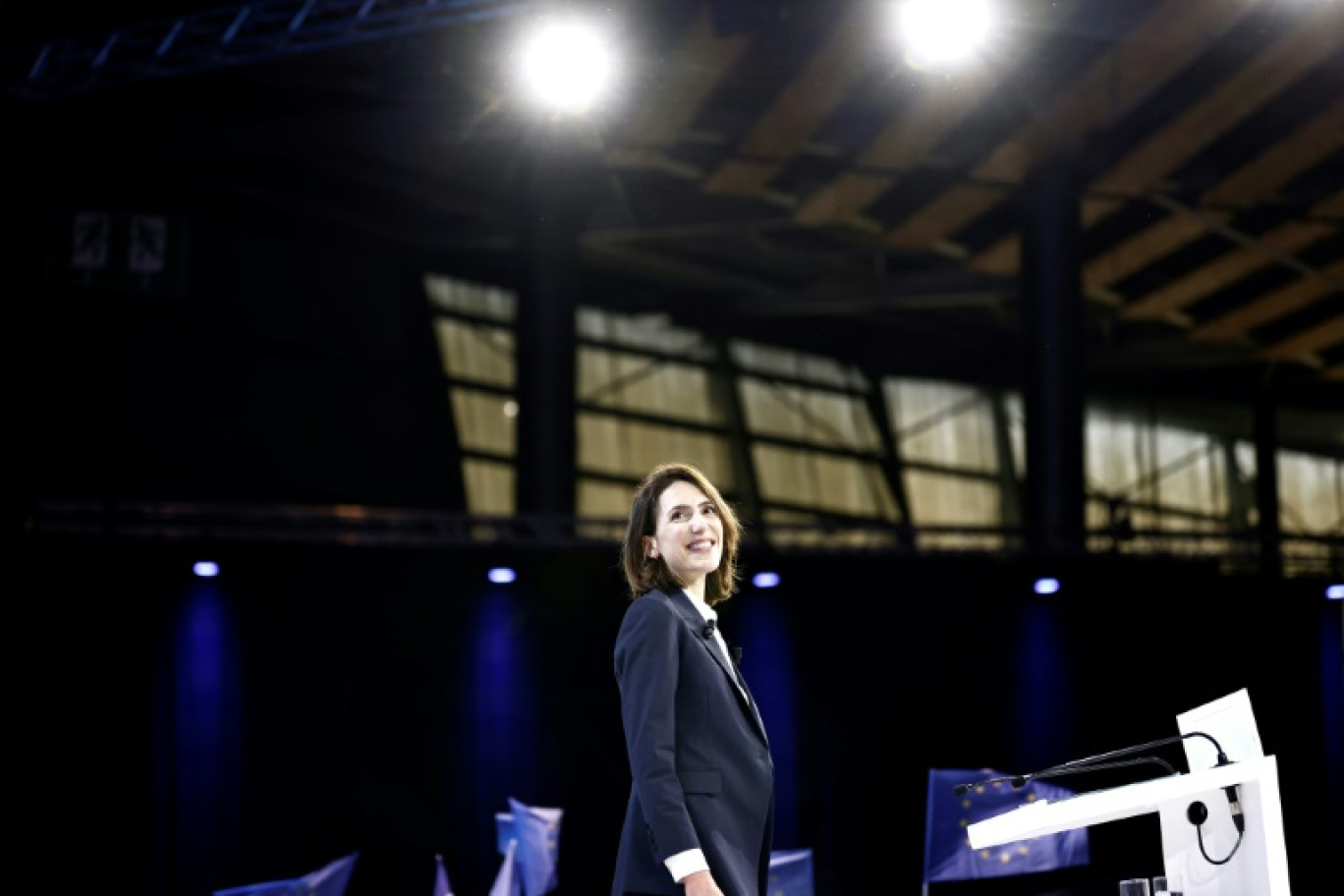 La tête de liste macroniste aux élections européennes Valérie Hayer lors du lancement de la campagne des élections européennes de la majorité présidentielle à Lille, le 9 mars 2024 © Sameer Al-Doumy