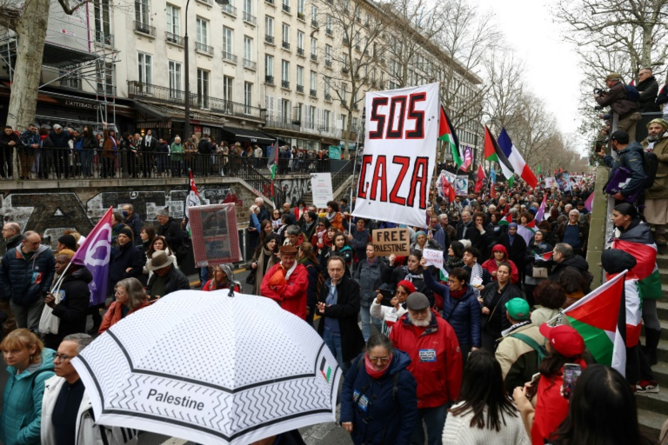 Manifestation pour réclamer un "cessez-le-feu immédiat" à Gaza, le 9 mars 2024 à Paris © Emmanuel Dunand