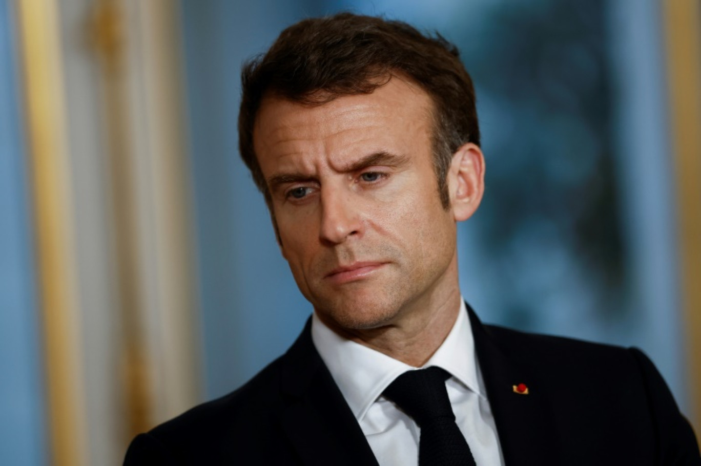 Le président Emmanuel Macron, le 24 mars 2023 à Paris © Yoan VALAT