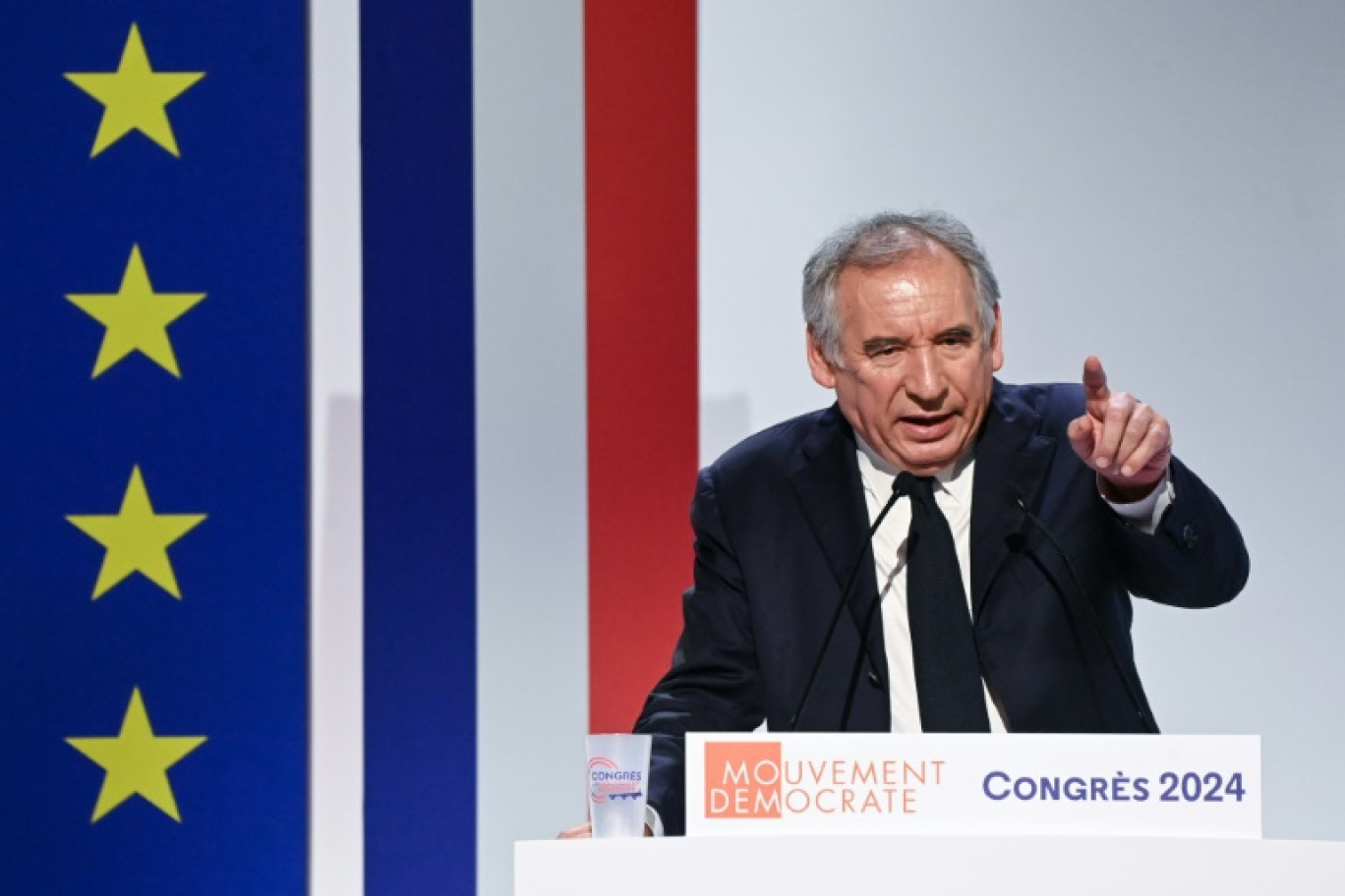 Le président du MoDem François Bayrou au congrès de son parti à Blois, le 24 mars 2024 © Sebastien SALOM-GOMIS