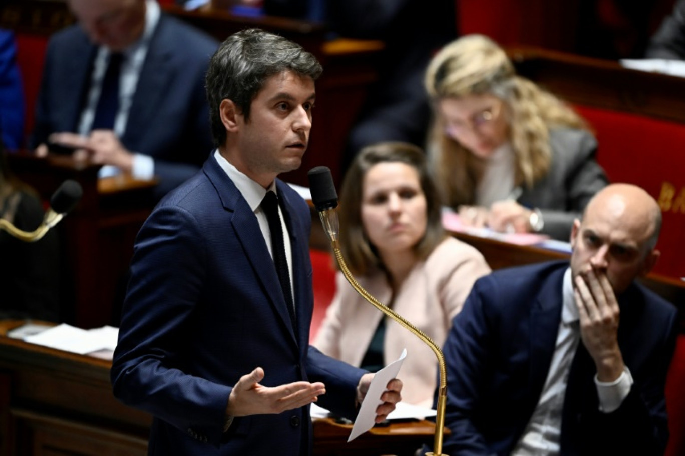 Gabriel Attal lors d'une séance de questions au gouvernement à l'Assemblée nationale, à Paris le 26 mars 2024 © JULIEN DE ROSA