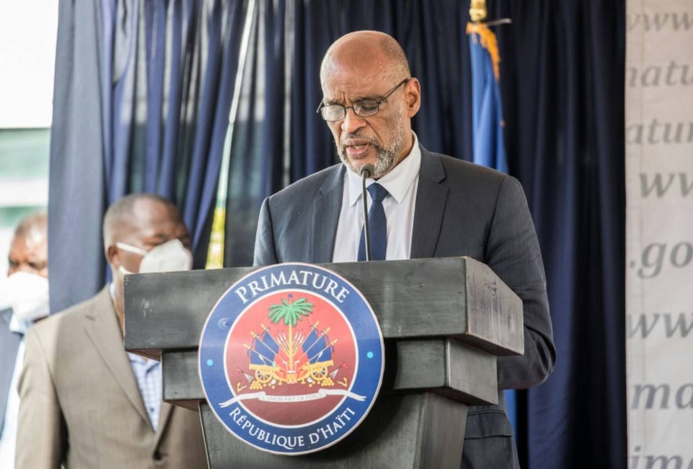 Le Premier ministre Ariel Henry lors d'une cérémonie à Port-au-Prince, le 20 juillet 2021 en Haïti © Valerie Baeriswyl