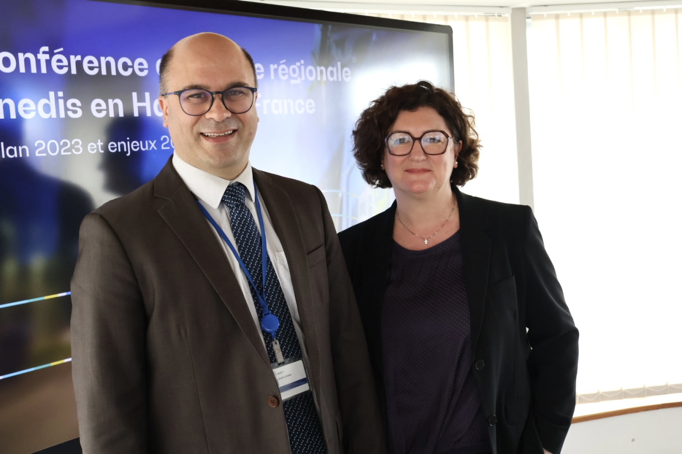 Jean-Lorain Genty, directeur régional Nord-Pas-de-Calais d'Enedis et Véronique Pauly, directrice régionale Picardie.  © Marine Tesse