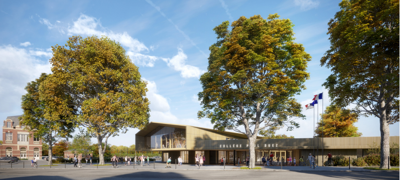 Le collège Paul Duez de Cambrai sera livré pour la rentrée. © Coldefy et Relief architecture