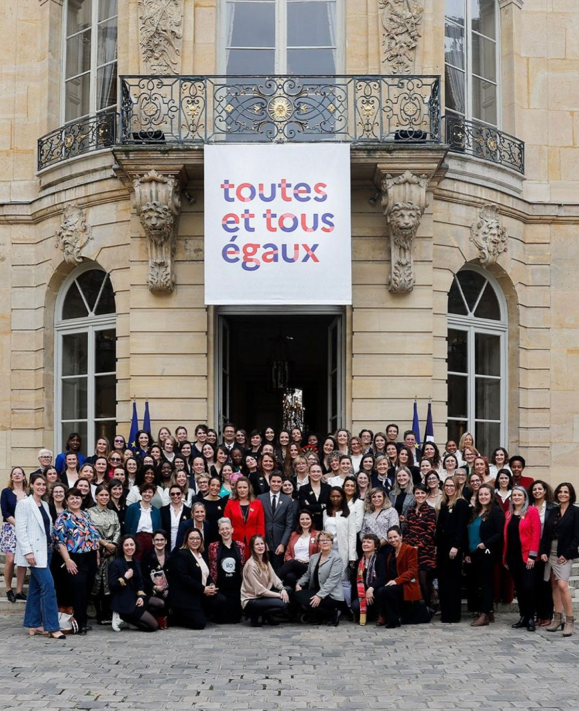 Fiona Rossignol a été reçue par le Premier ministre Gabriel Attal en présence des ministres Aurore Bergé et Olivia Grégoire, et Nicolas Dufourcq, directeur général de BPI France. (c) Damien Carles/Matignon. 