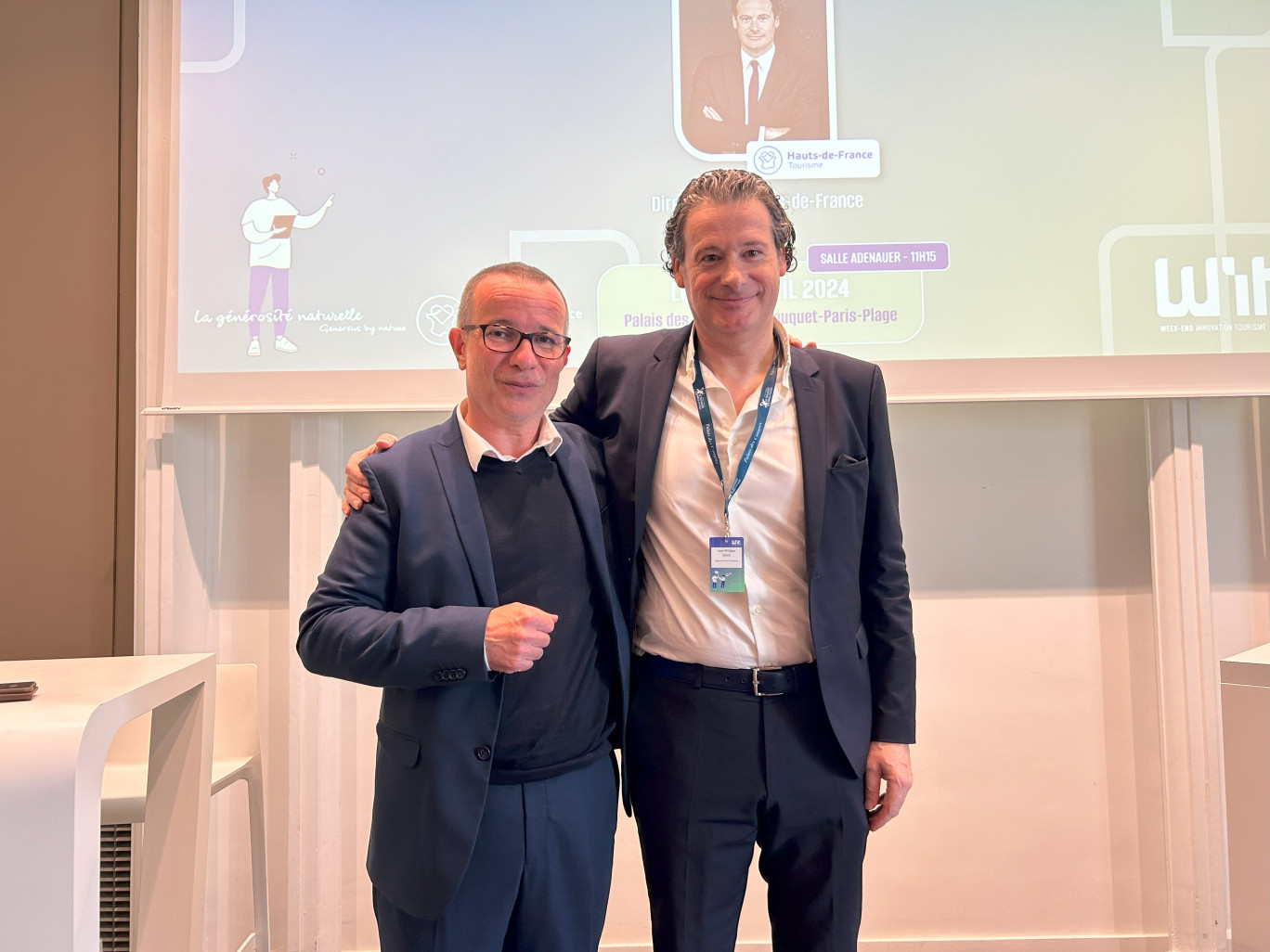 (De g. à dr.) Brice Duthion, animateur de la conférence et Jean-Philippe Gold, directeur général du CRTC et directeur de Hauts-de-France Tourisme. © Aletheia Press/L.Péron