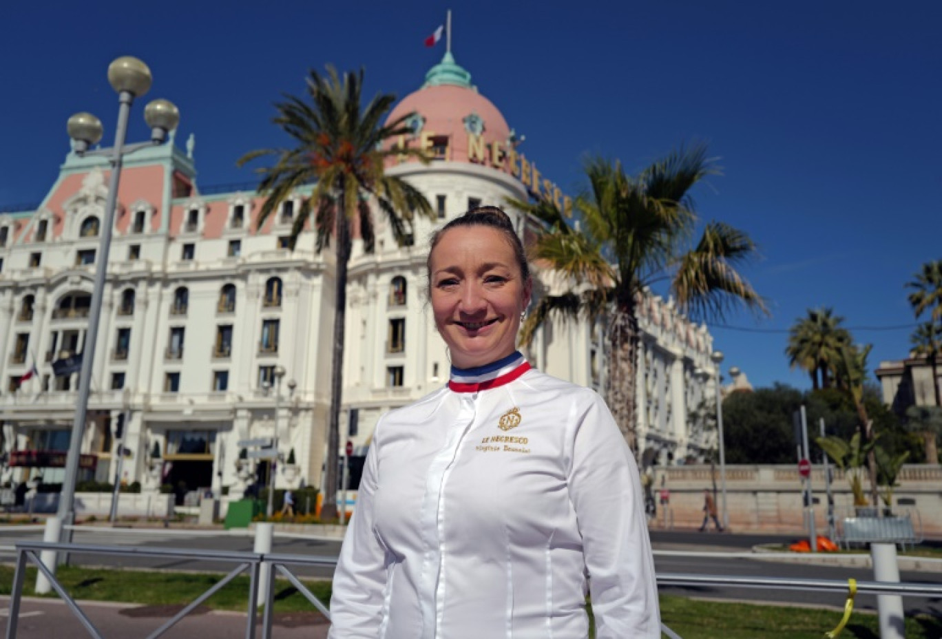 Virginie Basselot, cheffe du restaurant gastronomique "Chanteclerc" de l'Hôtel "Le Negresco", le 12 mars 2024 à Nice © Valery HACHE