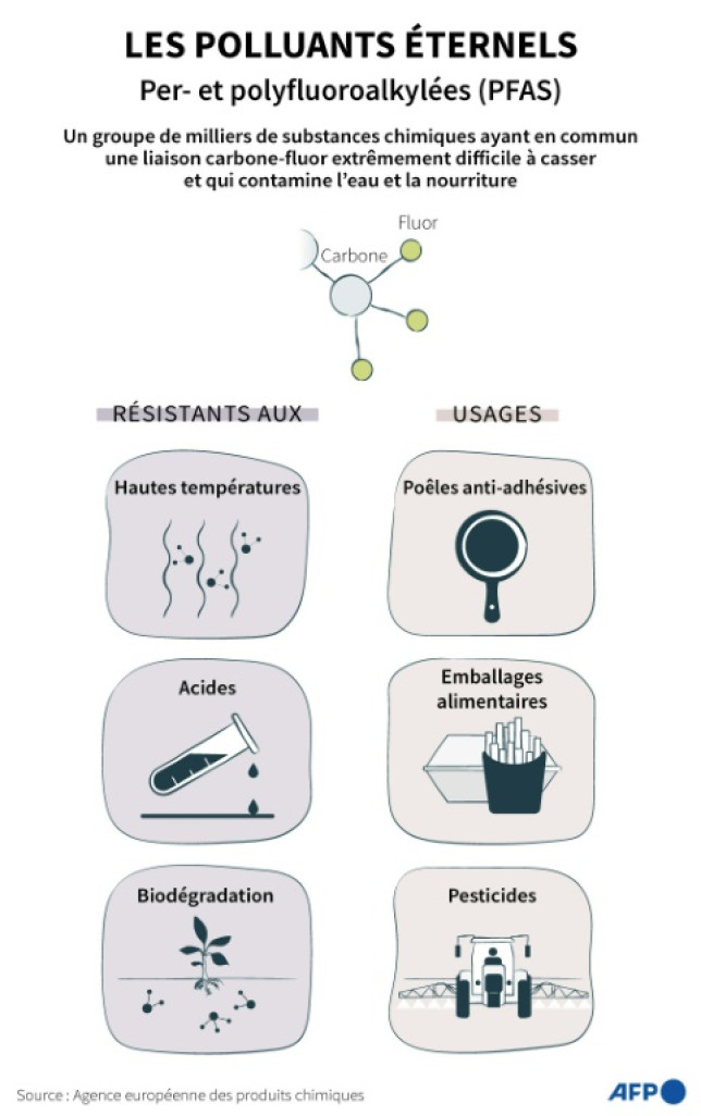 Propriétés et usages d'un groupe de substances chimiques, les per- et polyfluoroalkylées (PFAS) aussi connu sous le nom de "polluants éternels" © Sabrina BLANCHARD