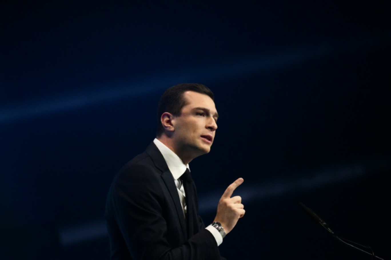 Le président du Rassemblement national (RN) Jordan Bardella, le 3 mars 2024 à Marseille © CHRISTOPHE SIMON