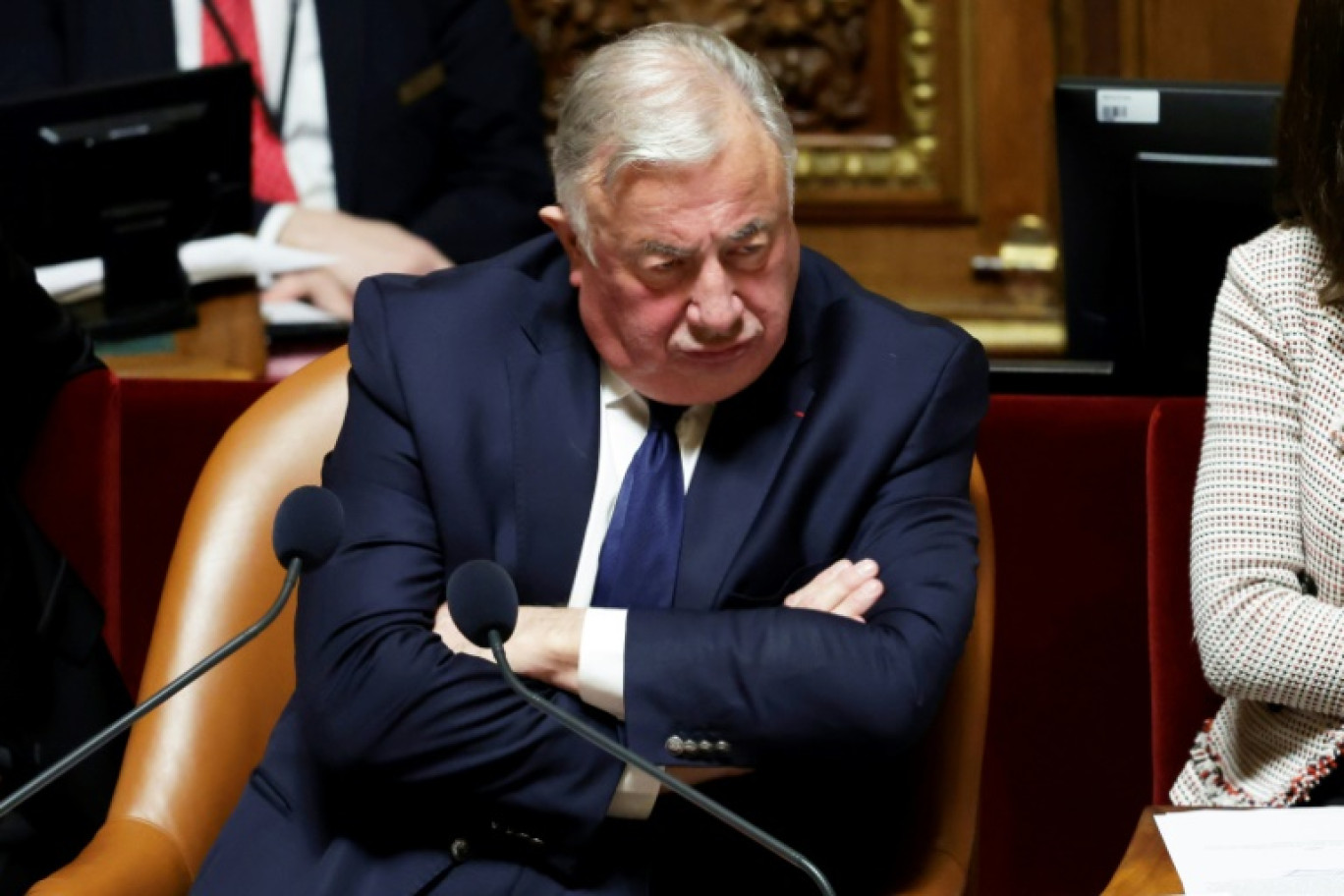 Le président du Sénat Gérard Larcher (LR), le 28 février 2024 au Sénat à Paris © STEPHANE DE SAKUTIN