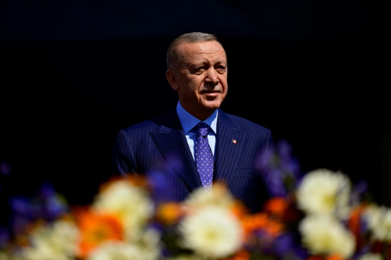 Le président turc Recep Tayyip Erdogan, participe à un meeting de campagne électorale, à Istanbul, le 24 mars 2024 © Yasin AKGUL