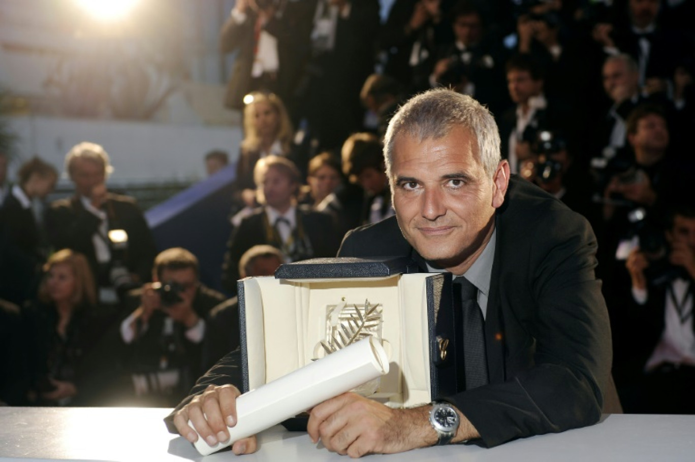 Le cinéaste Laurent Cantet après avoir reçu sa Palme d'or à Cannes pour 'Entre les murs", le 25 mai 2008 © Fred DUFOUR