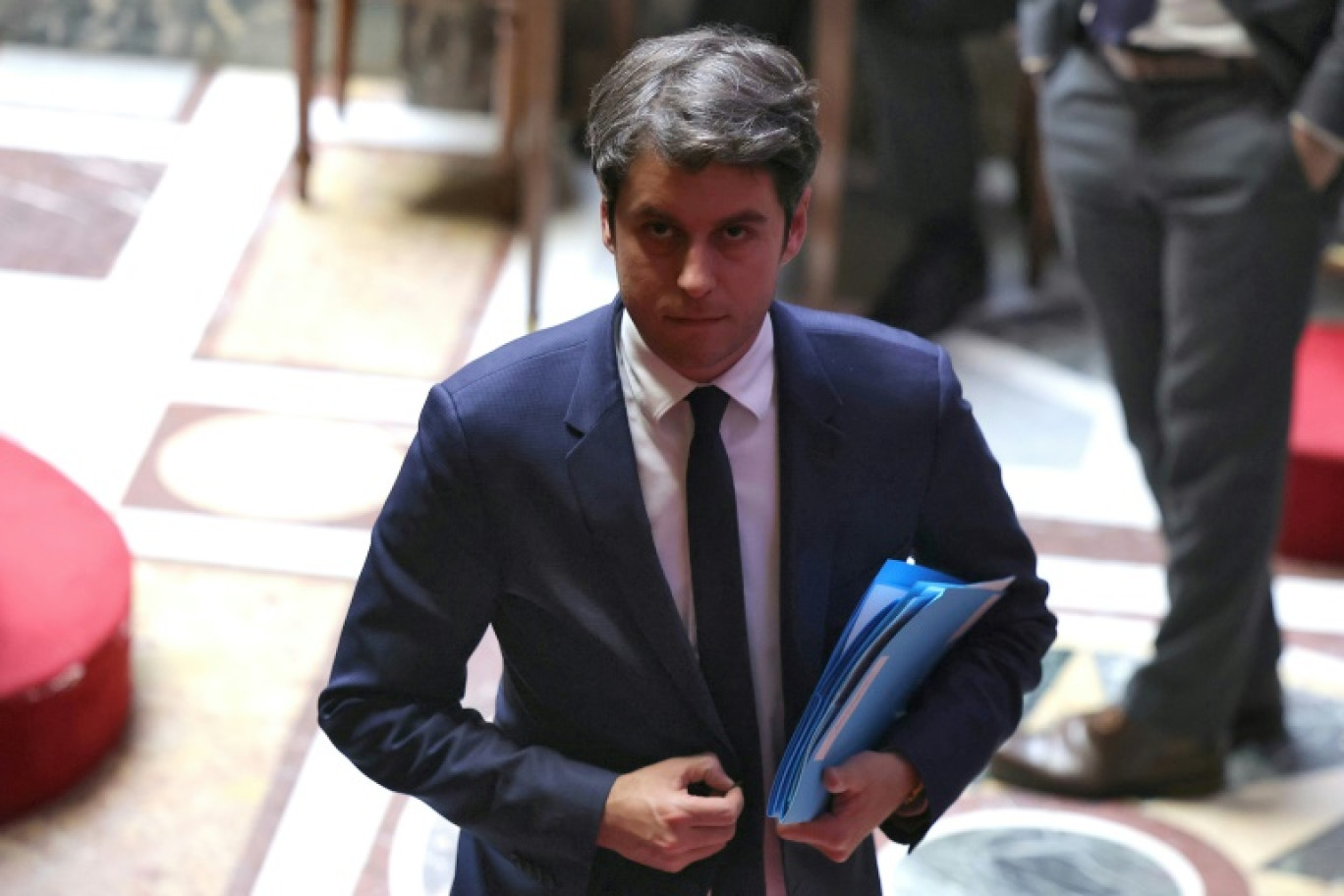 Gabriel Attal à l'issue d'une session de questions au gouvernement à l'Assemblée nationale, le 30 avril 2024 © Thomas SAMSON