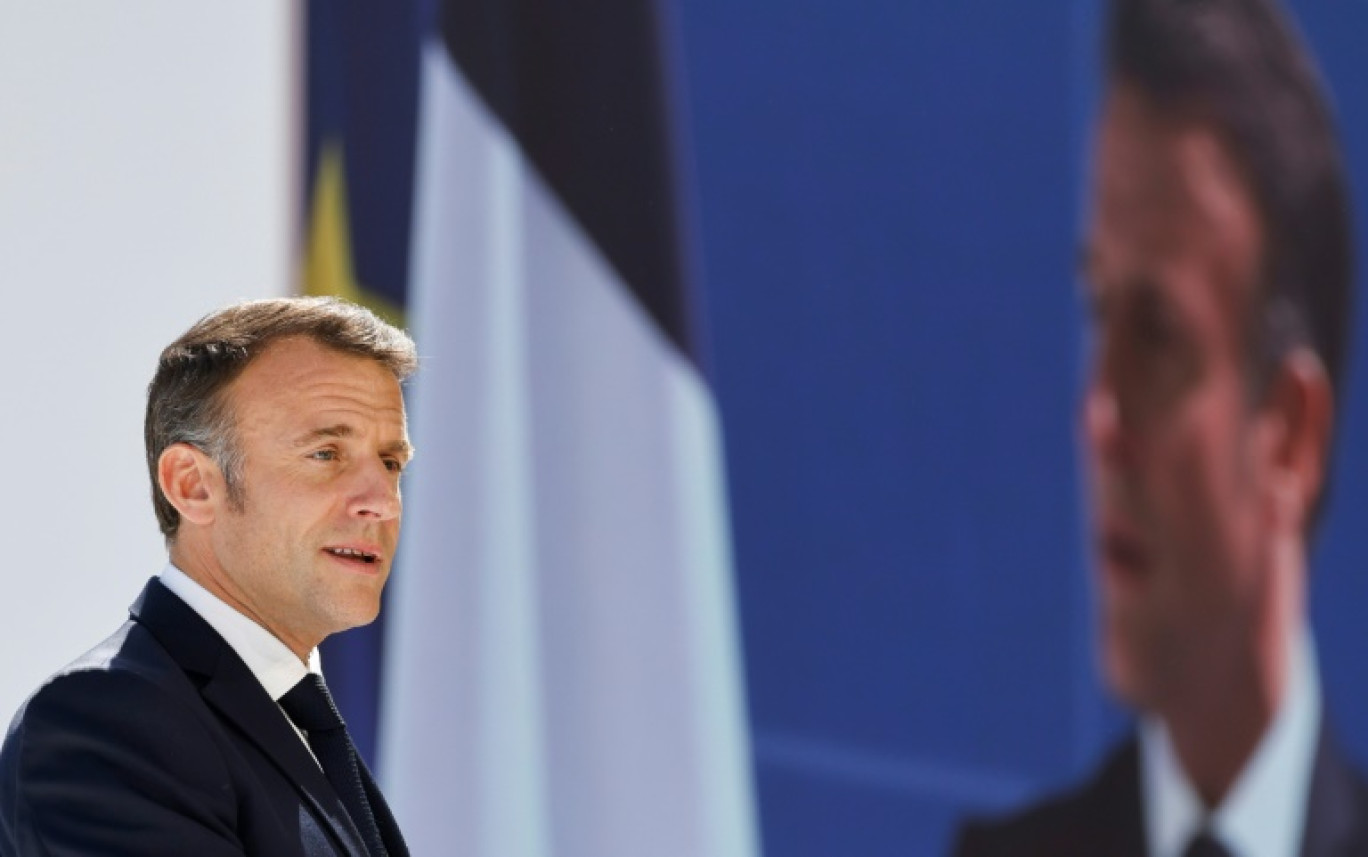 Le président Emmanuel Macron à Marseille, le 8 mai 2024 © Ludovic MARIN